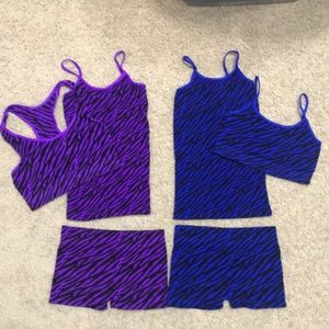 Idea! Dancewear 2 sets of shorts, camisole tank, top zebra print size child M/L